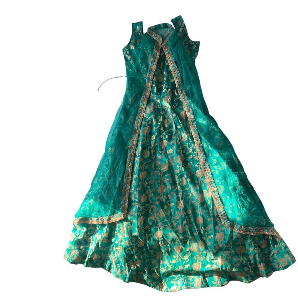 Green and Gold Embroidered Anarkali set ( punjabi suit/indian suit )